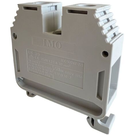 Bloc de jonction 50mm² – 115A max – Connexion à vis – Montage sur rail DIN – Borne de jonction gris – IMO (1/4)