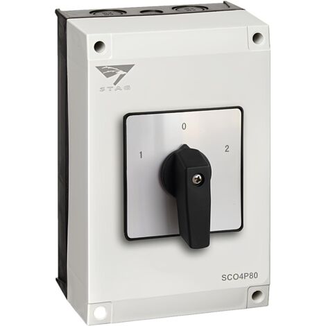 Coffret inverseur de source manuel 80A – Monophasé ou triphasé – IP65 pour installation extérieure – Compatible jusqu'à 12kVA – IMO