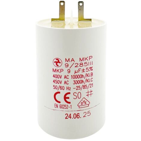 Condensateur 9µF - Ø35x50mm - pour moteur de volet roulant Cosses 2.8 mm - Somfy 203618A (1/4)