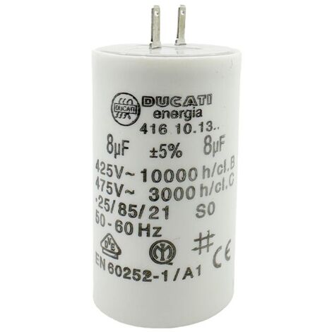 Ducati Energia – Condensateur 8µF pour moteur de volet roulant – Ø32x55mm – Cosses 2.8mm – Compatible Somfy, Simu, Bubendorff