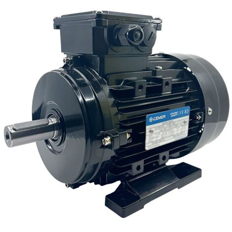 Moteur Électrique Triphasé 0.75kW/1CV, 1000Tr/min, 230/400V, B3, HA90, IE3, Alu - CEMER (1/5)
