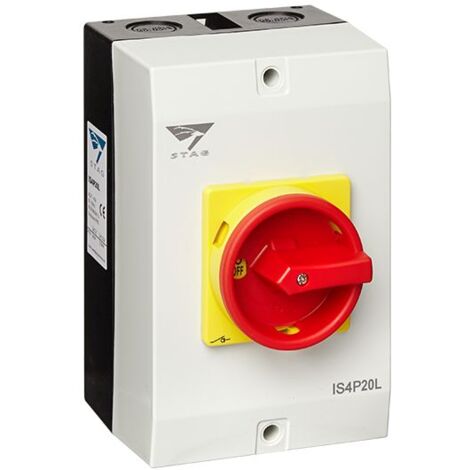 Coffret de coupure de proximité tétrapolaire 4P 20A - IP65 - Cadenassable - IS4P20L - IMO
