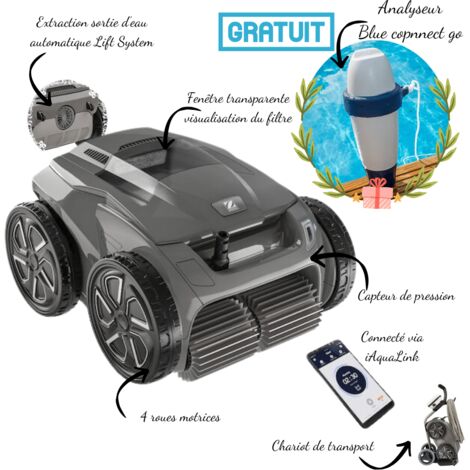 Zodiac – Robot piscine connecté Alpha 6400 iQ – Nettoyage fond, parois et ligne d'eau – Connectivité Wi-Fi – Capacité filtration 5L – Compatible iAquaLink