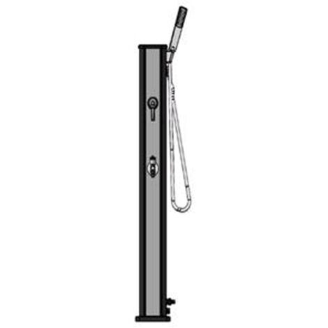 Douche solaire droite alu noir/argent 20 l avec rince pied