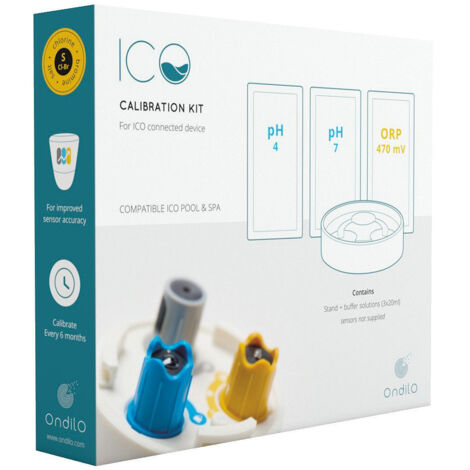 Kit de calibration et régénération sondes pH et ORP – 4 solutions de 20ml – Compatible ICO Pool et Spa – ICOCALIBKITV5 – Ondilo
