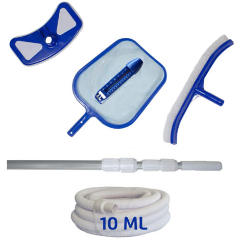 Kit d'entretien et de nettoyage piscine + manche + tuyau 10 ml (1/4)
