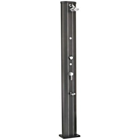 Piscine Center O'Clair – Douche solaire droite alu aspect bois 32 l – Rince-pieds intégré – Installation facile – Économie d'énergie par chauffage solaire (1/2)