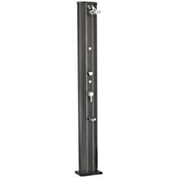 Piscine Center O'Clair – Douche solaire aluminium noire 32L – Rince-pieds intégré – Forme ronde – Épaisseur tube 3mm – Dimensions 150x136x210cm
