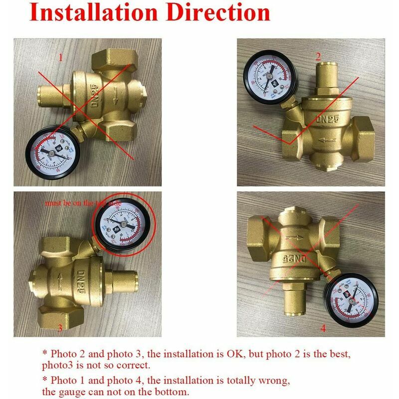 Outil Rv Régulateur de pression d'eau pour camping-car, laiton sans plomb,  vanne de réducteur de pression d'eau réglable avec jauge et filtre d'écran d 'entrée pour camping-car