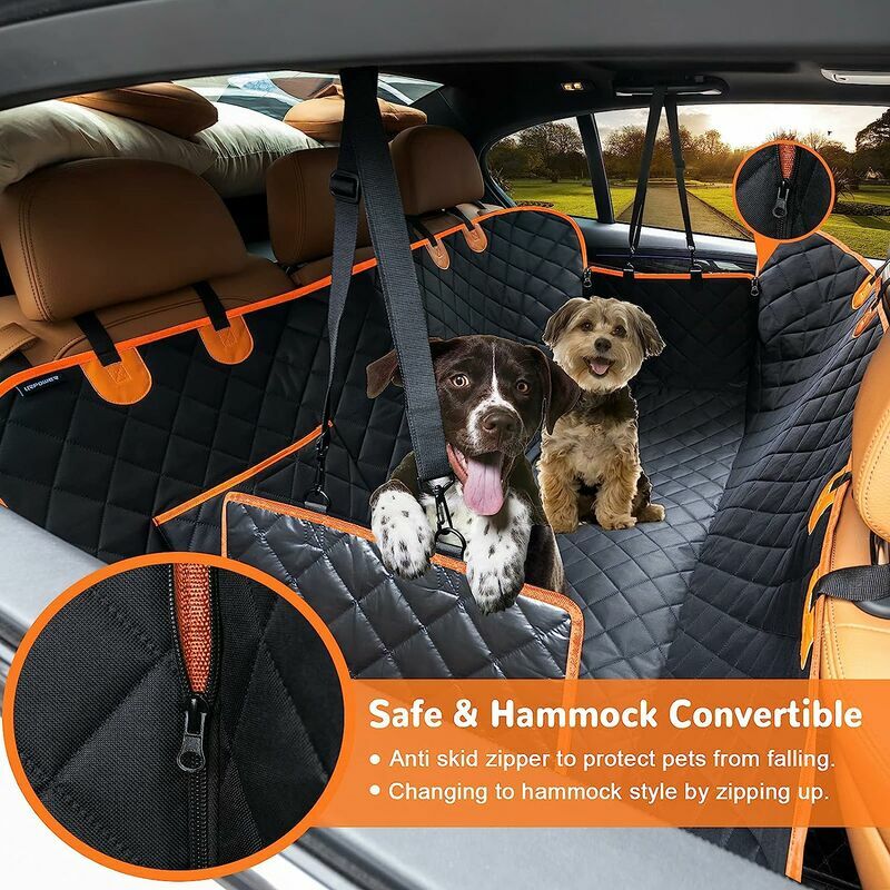 Housses de siège d'auto pour chien avec rabat latéral Housse de siège  arrière pour animaux de compagnie pour voitures, camions et VUS (180x103  Cm)