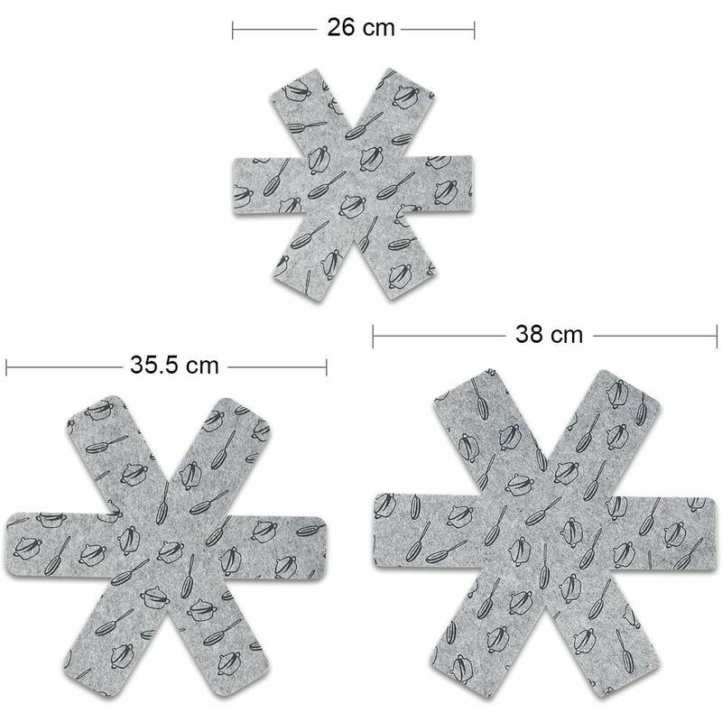 Protection Casseroles et Protège-Poêle, 15 Pièces Poele Protection(3  Tailles), Premium Coussinets D'intercalaire Séparé et Protéger Les Surfaces  de Votre Cuisine pour Éviter Les Rayures