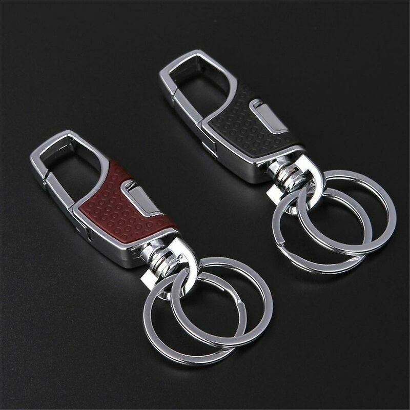 Porte-clés de voiture à double anneau en métal pour hommes