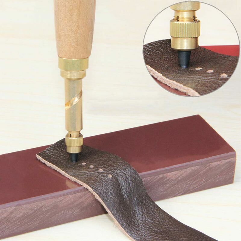 1pcs Perforatrice à vis pour le cuir et 6 Pcs pointes,1,5 à 4 mm,  remplaçable pour la couture, le cuir, le papier