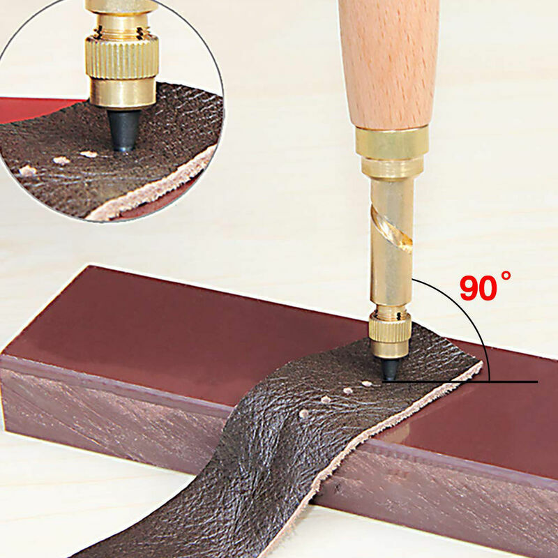 Perforatrice à vis pour le cuir - 6 pointes - 1,5 à 4 mm - remplaçable pour  la couture, le cuir, le papier，couleur bois, une ensemble，