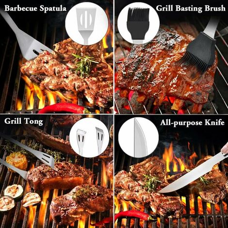 Edihome, Kit Barbecue, Ustensiles Barbecue, Ensemble d'accessoires de 25  pièces, Professionnel, Acier Inoxydable, Cadeau d'homme, Étui de Gril de  Qualité Supérieure. : : Jardin