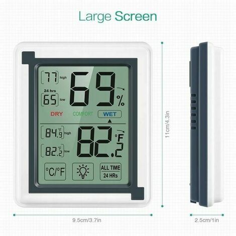 ThermoPro TP55 Thermomètre Numérique Hygromètre Intérieur Indicateur  D'humidité avec Grand Écran Tactile et Rétroéclairage Jauges de  Température, lcd : : Jardin