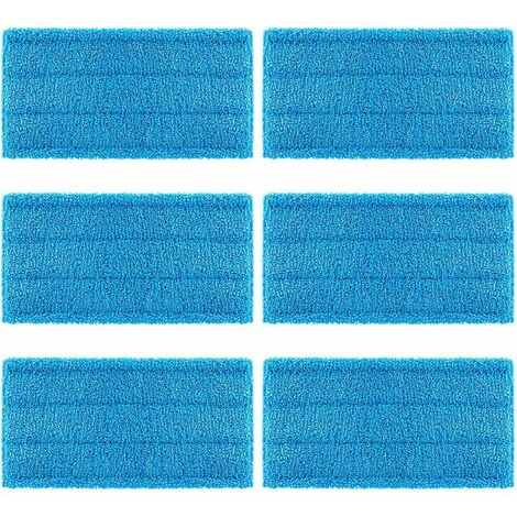 Lot de 6 tampons de rechange en microfibre pour balai Swiffer Wetjet -  Réutilisables et lavables - Bleu