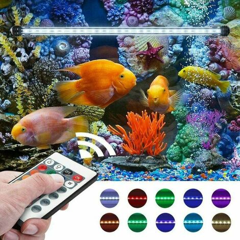 Éclairage Led Aquarium 18cm avec Télécommande, Rgb Lampe Led Multicolore  Pour Aquarium d'Eau Douce