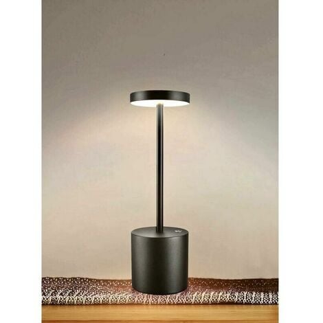 Lampe de table sans fil, batterie rechargeable 6000 mAh, 2 niveaux de  luminosité, lampe de chevet en métal, pour salon, chambre, bureau, studio 