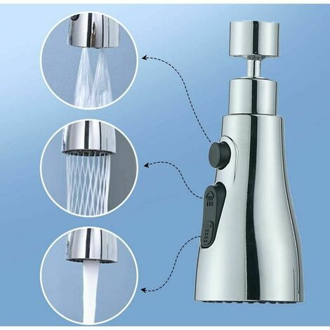 Buse de tête de robinet de cuisine aérateur orientable à 360° avec  adaptateur, rallonge de