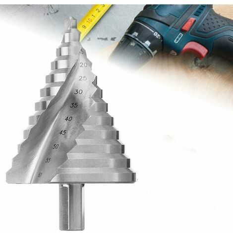 Foret Fraise Meche Etage Foret étagé HSS Foret Étagé Fraise Conique à  Double Fente 5-35mm 13 étapes Rondes Shank Step Drill Cut Holes Tool Pour  Visseuse Percage sur Acier Laiton Bois Plastique 