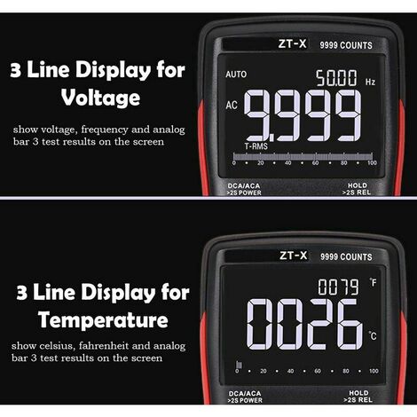 ZOYI ZT-X 9999 COMPTES MULTIMÈTRE NUMÉRIQUE VOLTMÈTRE AC DC MULTIMÈTRE À  PLAGE AUTOMATIQUE TRUE RMS AVEC AFFICHAGE RÉTROÉCLAIRÉ