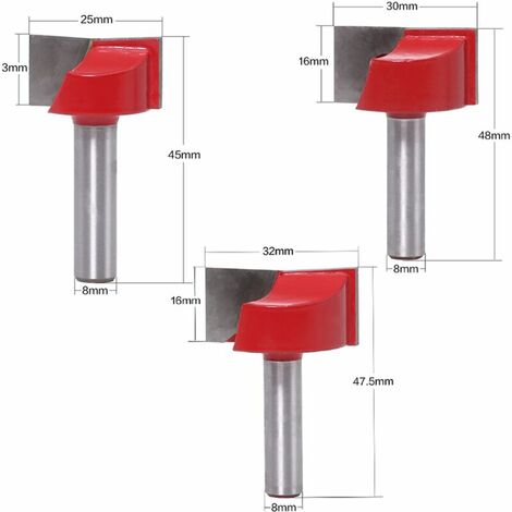 Lot de 6 fraises à défoncer droites de 8 mm, ensemble de fraises à défoncer  pour le travail du bois, 18 mm, 20 mm, 22 mm, 25 mm, 30 mm, 32 mm