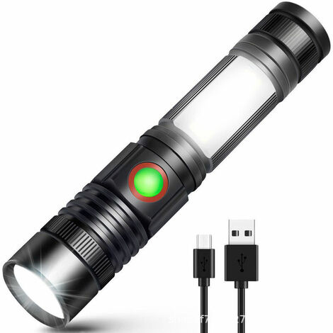 Torche Led Ultra Puissante, 90000 Lumens Cob Led Lampe de Poche Tactique  Militaire Avec 10000mah Batterie Rechargeable Usb, Ip65 Étanche, 7 Modes,  Zoomable