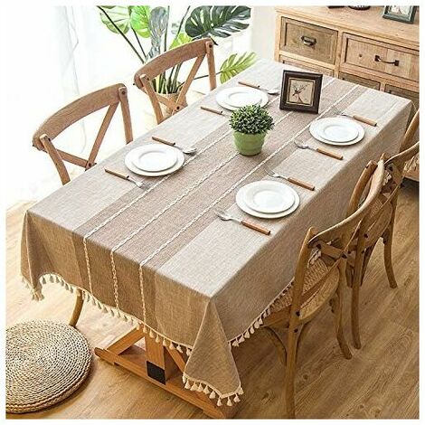 Beige Nappe Carrée 90x90cm Coton et Lin Nappe de Jardin Pompon Décoration  Nappe Anti Tache Nappe Cuisine Picnic Partie - Faite à la Main : :  Cuisine et Maison