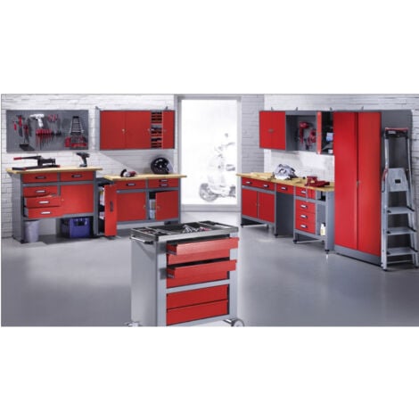 Küpper Werkbank 12047, 120 cm breit, 1 TÃ¼r, 5 Schubladen, ultramarinblau