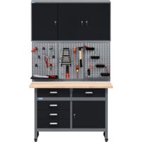 Werkstatt mit Werkbank Werktisch Werkstattschrank Werkzeugwand Lochwand Metall e Werkstatt mit Werkbank Werktisch Werkstattschrank Werkzeugwand Lochwand Metall e