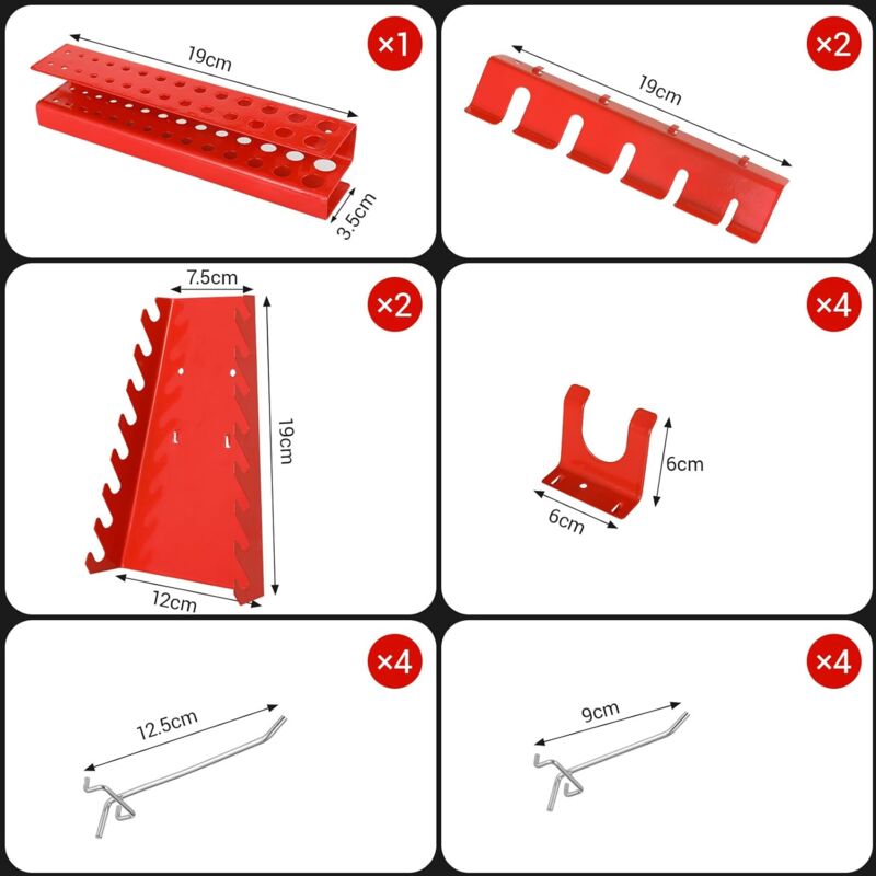 Panneau Porte-Outils 77x78cm Avec 82 Caisses Empilables - Organisation Atelier/Garage | Support Murale | Range Vis/Écrous