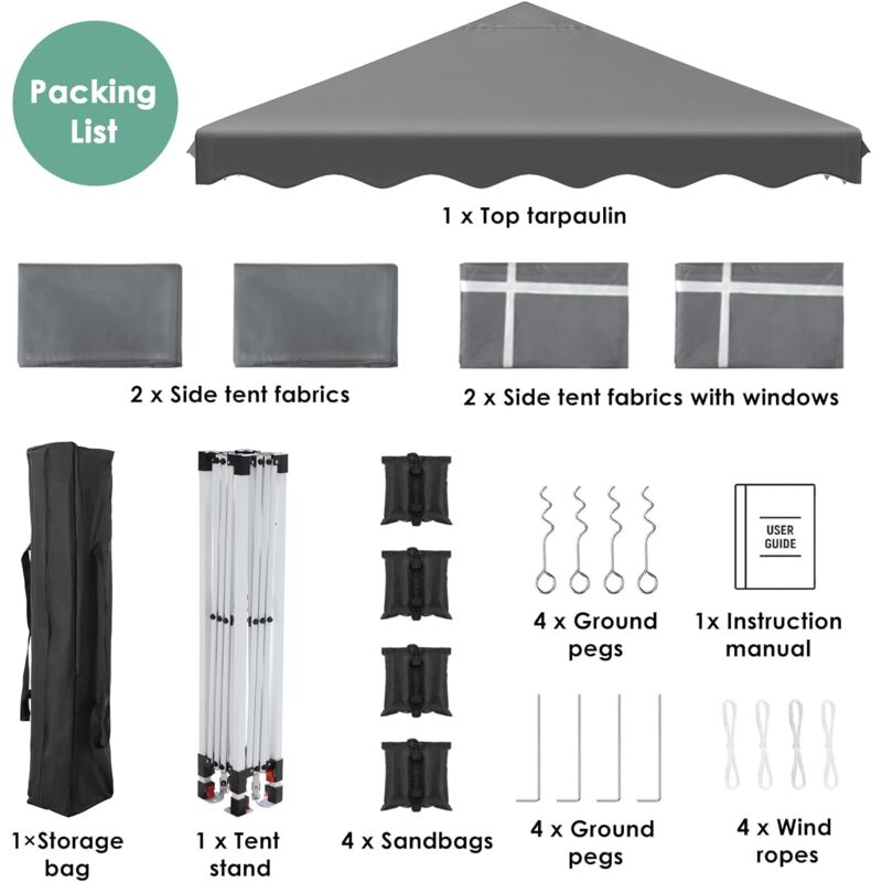 COBIZI Tonnelle De Jardin Tente 3x3 Imperméable Stable Résistant à L