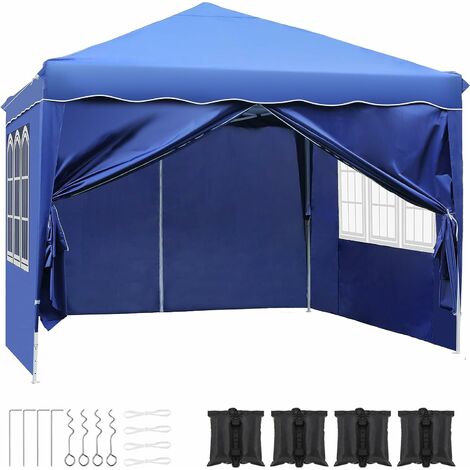 LIFERUN Tonnelle Jardin Pliable 3 x 3 m,imperméable Stable résistante à l'hiver,Tente Jardin Pliable,Tente fête Pop-up,Tente tonnelle avec 4 parois latérales,Protection UV 50+ pour Camping(Navy Blau) (1/5)