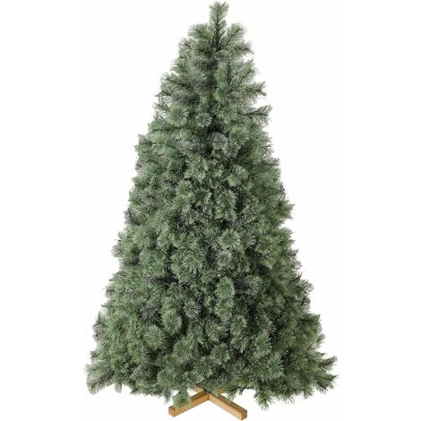 Liferun – Sapin de Noël artificiel 210 cm – Matériaux PVC ignifuges – 600 branches réalistes – Socle en bois pour décoration intérieure et extérieure