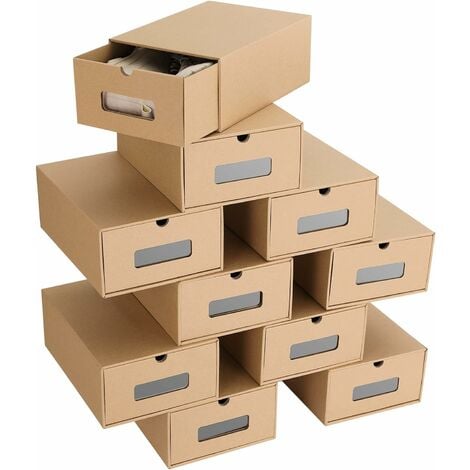 Lot de 20 cartons boites de rangement à chaussures avec tiroir