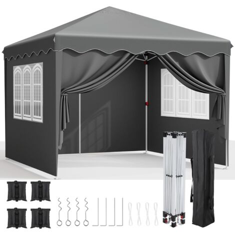 Liferun – Tonnelle de jardin pliable 3 x 3 m – Imperméable en tissu Oxford 210D – Protection UV 50+ – 4 parois latérales avec fenêtres (1/5)
