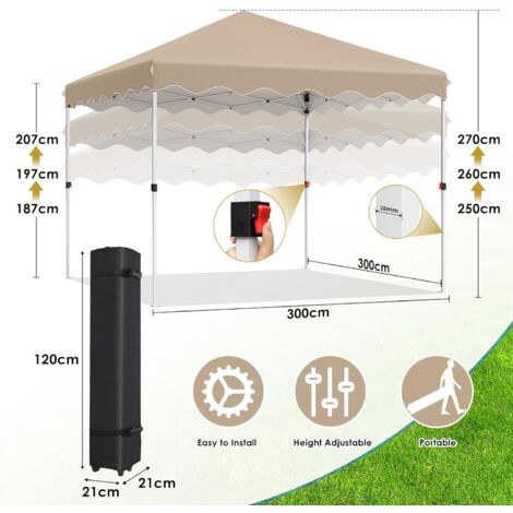 Tonnelle Pliante De Jardin Et Camping HOBBYZOO - Tissu Oxford 420D Imperméable, UV 50+, Hauteur Réglable (Noir, 3x6m)