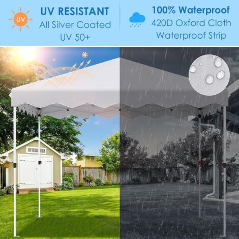 Tonnelle De Jardin Pliable 3x3 M - Imperméable, Résistante UV 50+, Hauteur Réglable, Avec 4 Panneaux Latéraux Et Sacs De Sable Pour Camping, Jardin, Plage