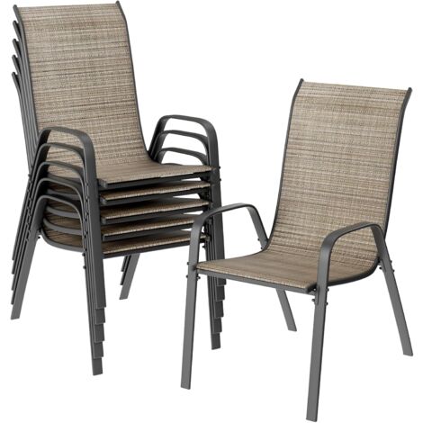 Lot de 6 Chaises de Jardin empilables à Dossier Haut,Charge 150 kg pour Terrasse, Balcon, Patio, 54 x 69 x 93 cm, Brun