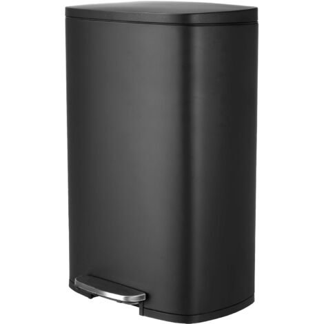 MAXCRAFT poubelle à pédale de 50 l - Couvercle amorti et seau intérieur - Poubelle en acier noir