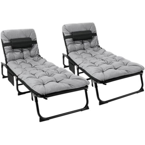 Liferun – Lot de 2 bains de soleil pliables – Dossier réglable – Tissu haute qualité – Conception stable pour jardin et terrasse (1/5)