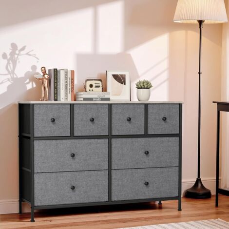 Commode,Meuble de Rangement,Armoire de rangement,Rangement de jouets,Panneau en Bois, Structure en métal Robuste, Gris