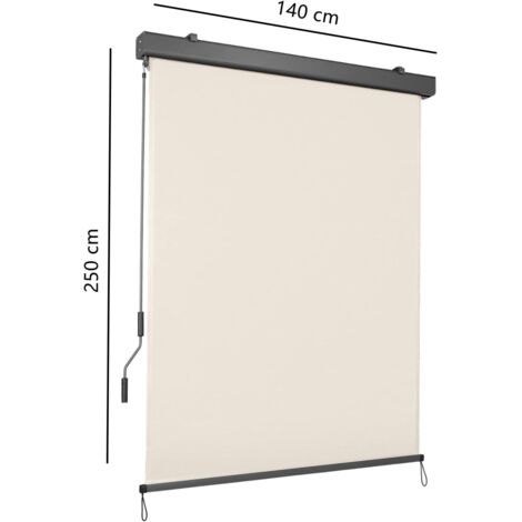 Store Vertical Balcon,Roulant Extérieur,Enrouleur Occultant,Pare-Soleil,Protection du Vent- (250x140cm, Beige)