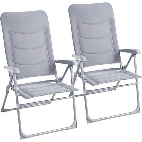 Chaise de jardin pliable,en aluminium,réglable en 7 positions,pour camping,balcon-(2 chaises) (1/5)