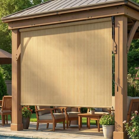 1 PC Auvent vertical,Store Vertical,HDPE Auvent de balcon (180x180cm,Kaki)