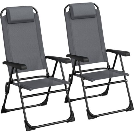 Chaise de jardin pliantes,Chaises de balcon,Chaises de camping-(Gris,2 chaises) (1/5)