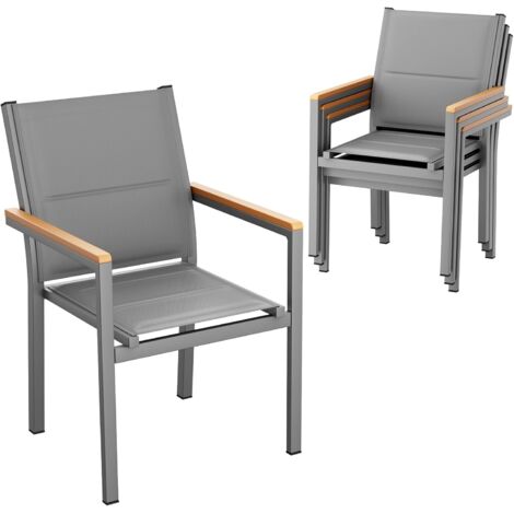 Chaises de jardin en aluminium avec dossier et assise matelassés,chaises de salle à manger empilables- (4 chaises ,Gris)