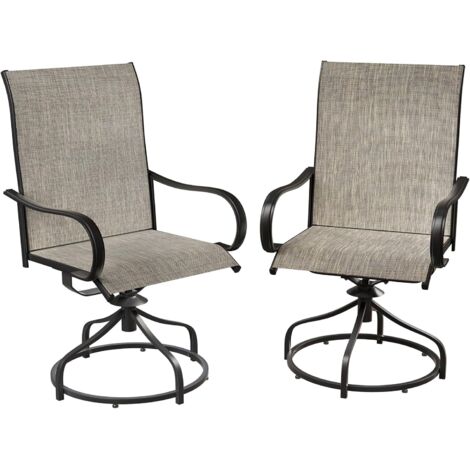 Lot de 2 chaises de jardin pivotantes à 360°,Fauteuil d'extérieur,Résistantes aux intempéries et à la rouille- Brun (1/5)