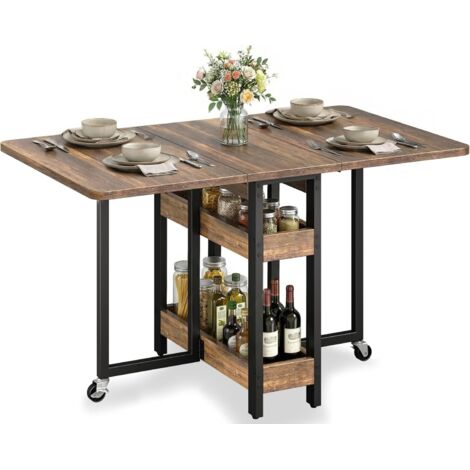 Table pliante à manger 133x80x75cm,Capacité 4 à 6 personnes,pour petits espaces,avec des roues (1/5)